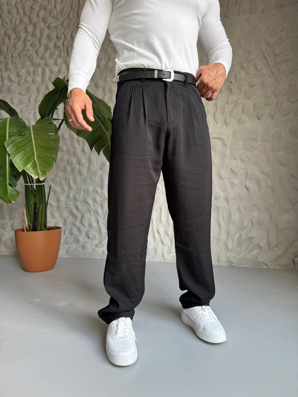 Siyah Modal İnce Kumaş Yazlık Pantolon