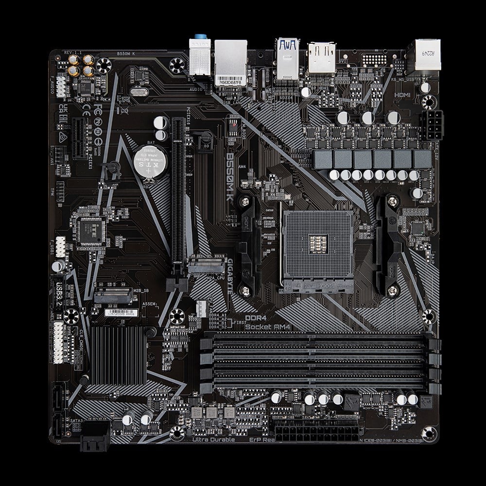 GIGABYTE B550M K DDR4 4733MHz(OC) HDMI M.2 DP mATX