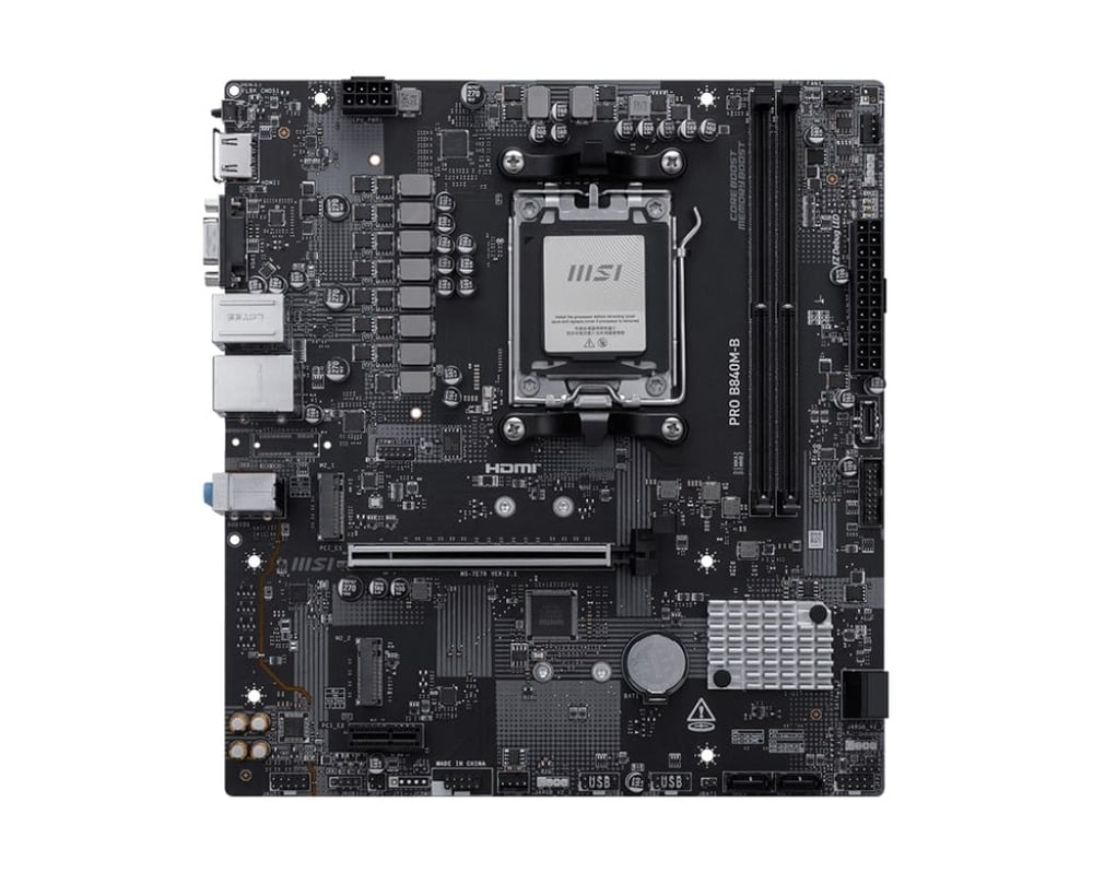MSI PRO B840M-B AM5 DDR5 8000MHZ(OC) HDMI VGA 2X M.2 USB 5 GBS 2.5G LAN MATX
