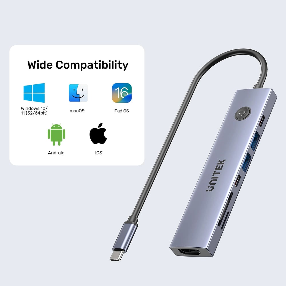 UNITEK UHUB S7 PRO 7 IN 1 5GBPS USB-C HUB (H1124AGY01)