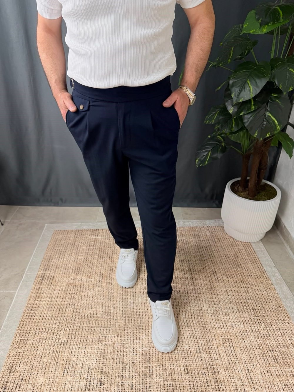 BELİ KEMERLİ DUBLE PAÇA PANTOLON