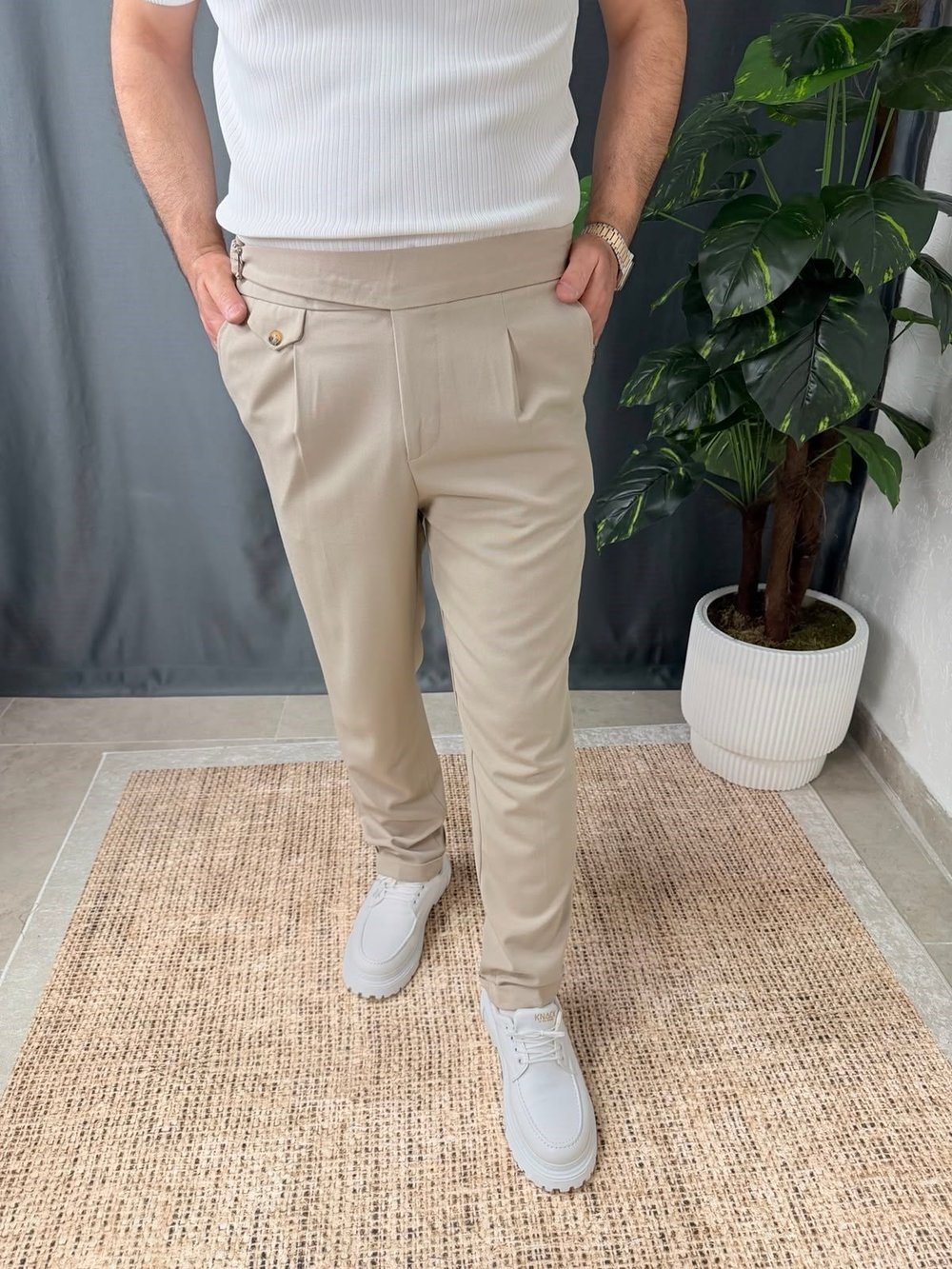 BELİ KEMERLİ DUBLE PAÇA PANTOLON