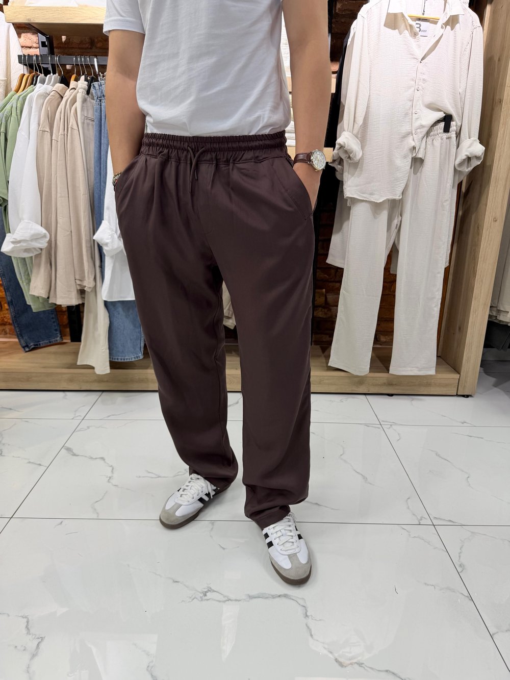 BELİ LASTİKLİ KUMAŞ BAGGY PANTOLON