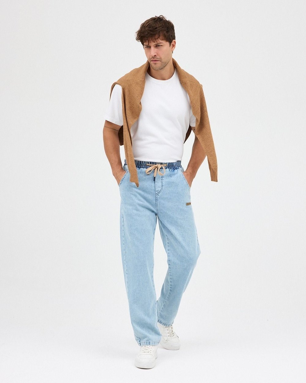 BUZ MAVİSİ ERKEK RAHAT KESİM BAGGY JEAN PANTOLON