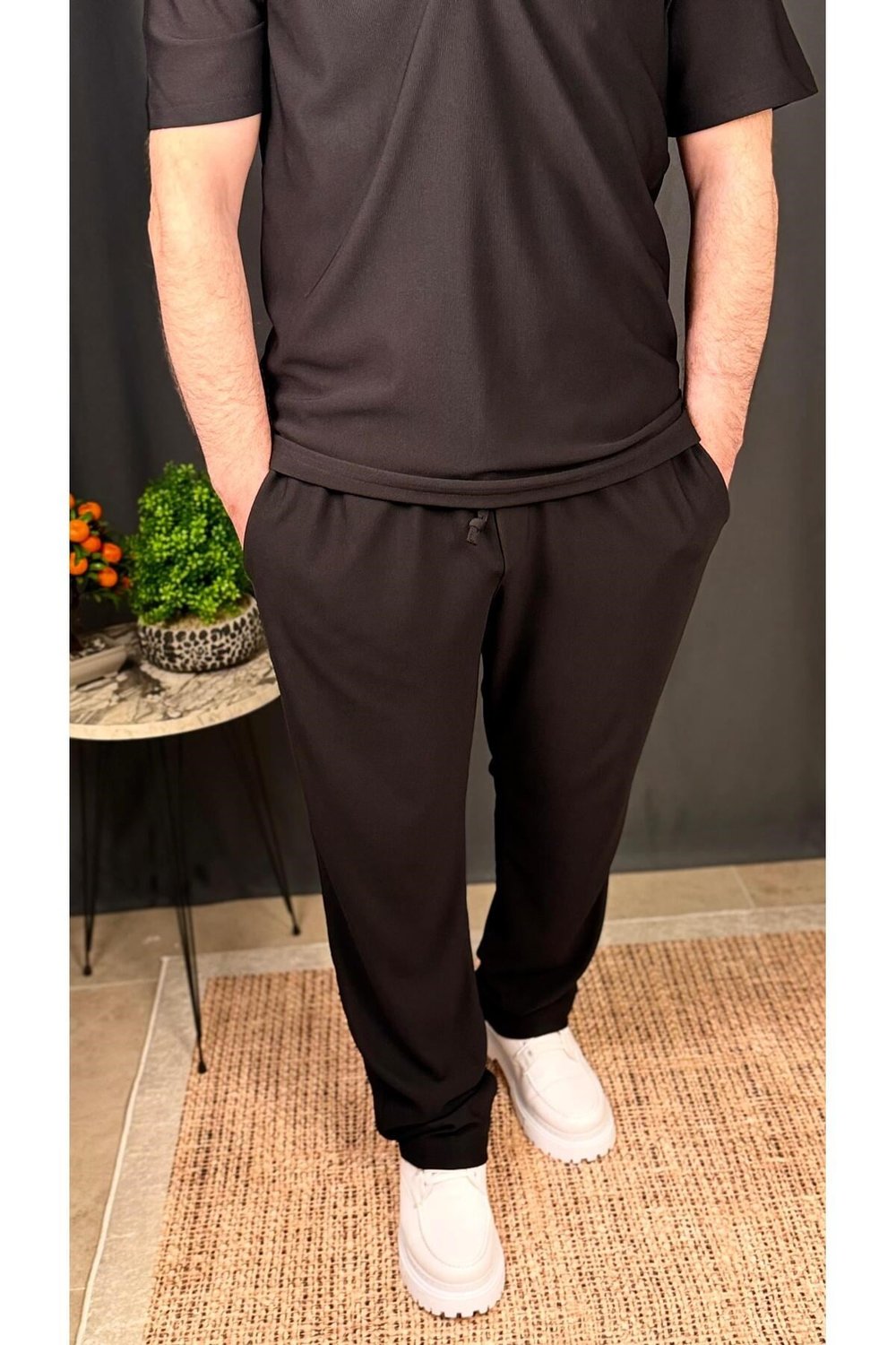 ERKEK, FERMUARLI POLO YAKA ÜST VE JOGGER PANTOLON TAKIM