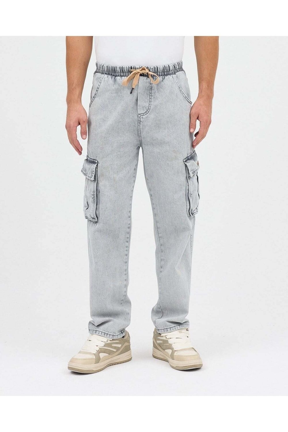 GRİ GENİŞ ÇEPLİ KARGO JEAN PANTOLON