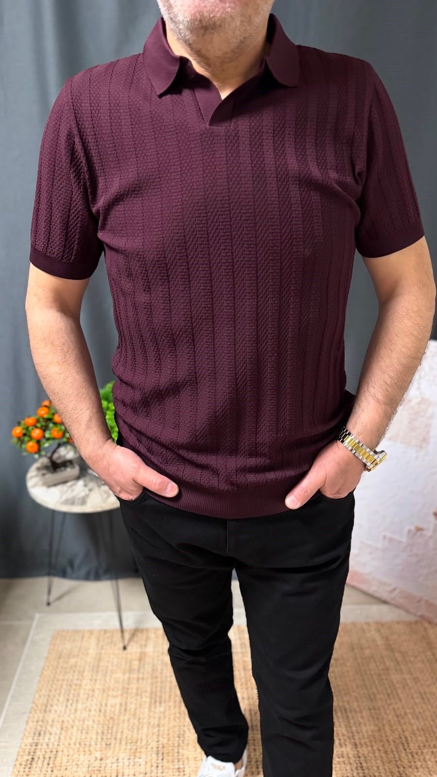 KENDİNDEN DETAYLI POLO YAKA TİŞÖRT