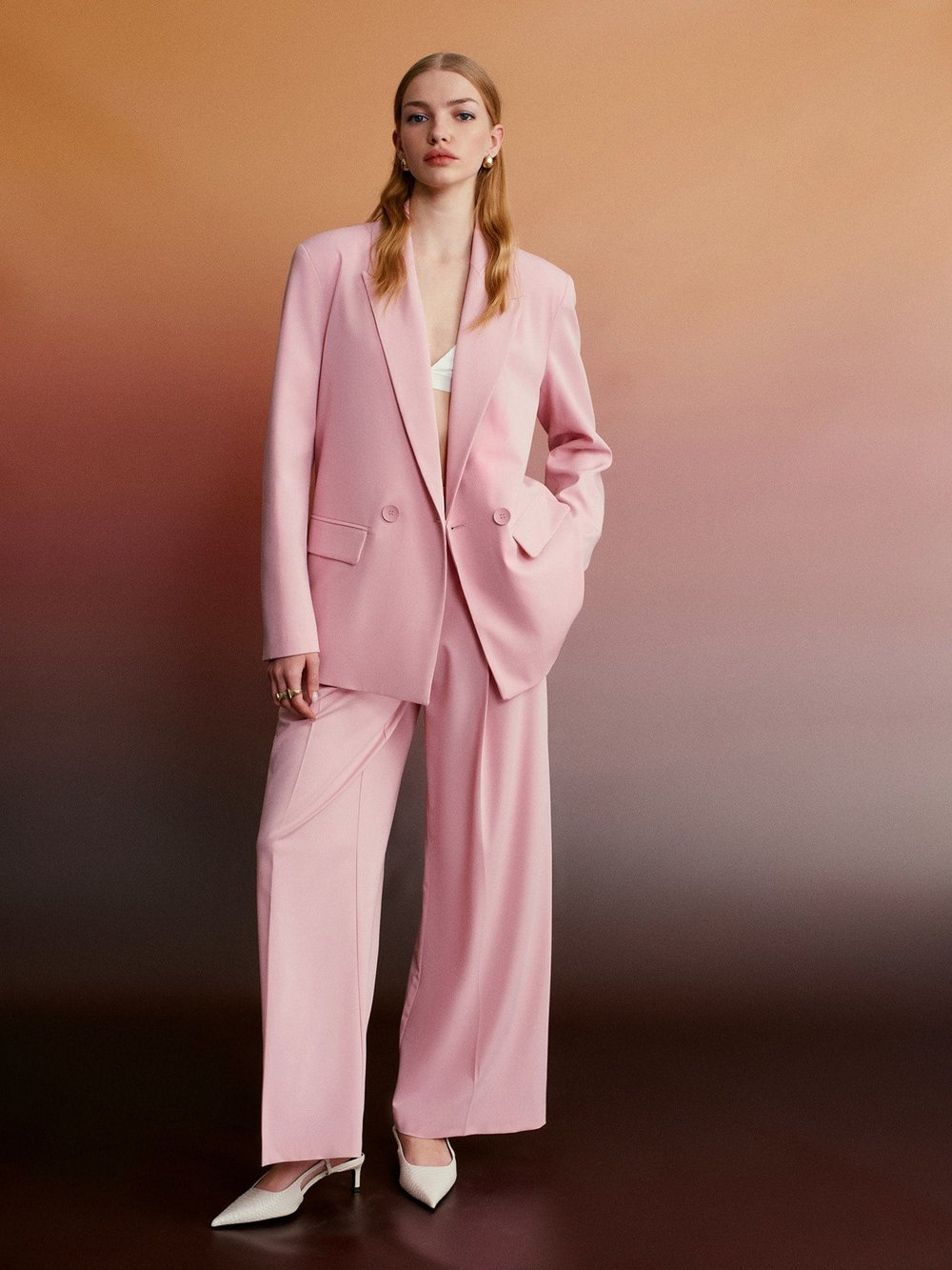 Blazer Ceket-Toz Pembe