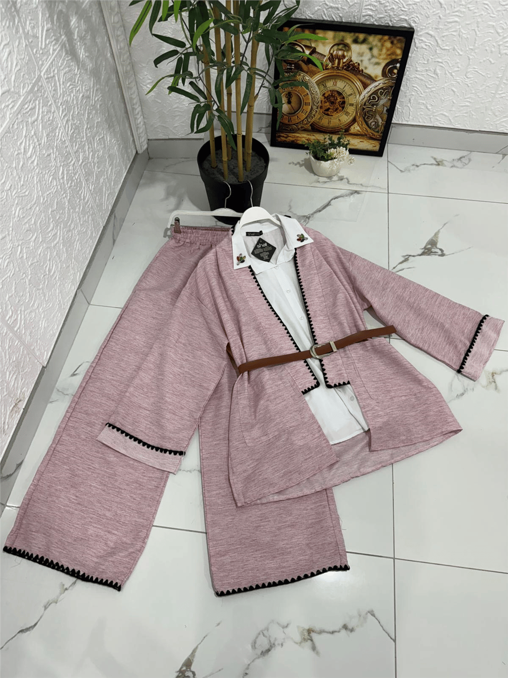 Kod 001 Keten Takım-Pembe