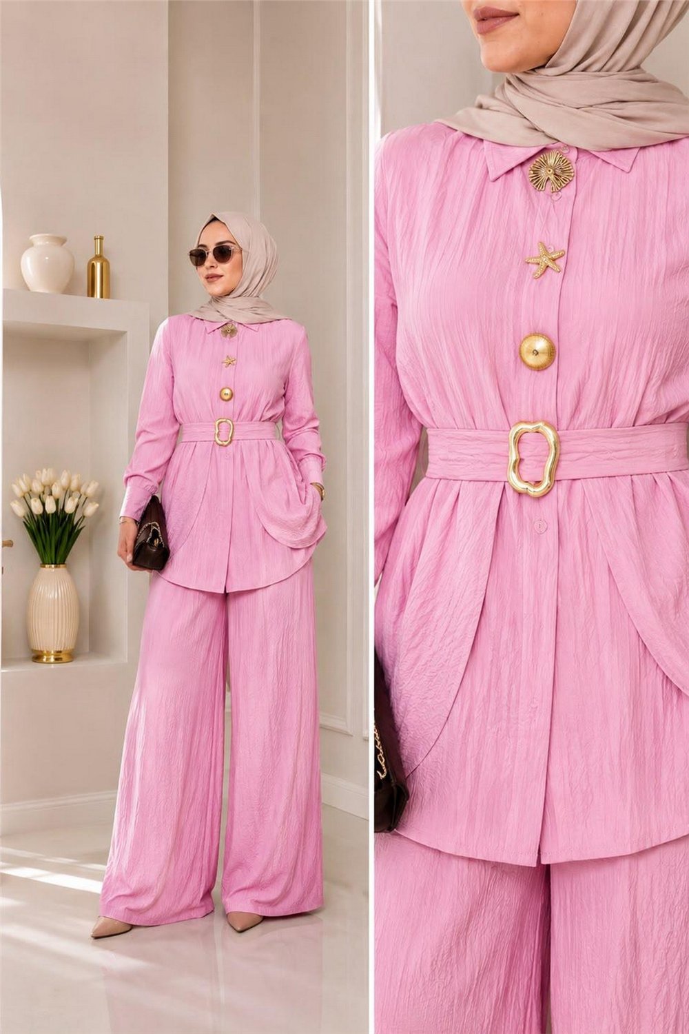 Kumaş Çilek Takım-Pembe