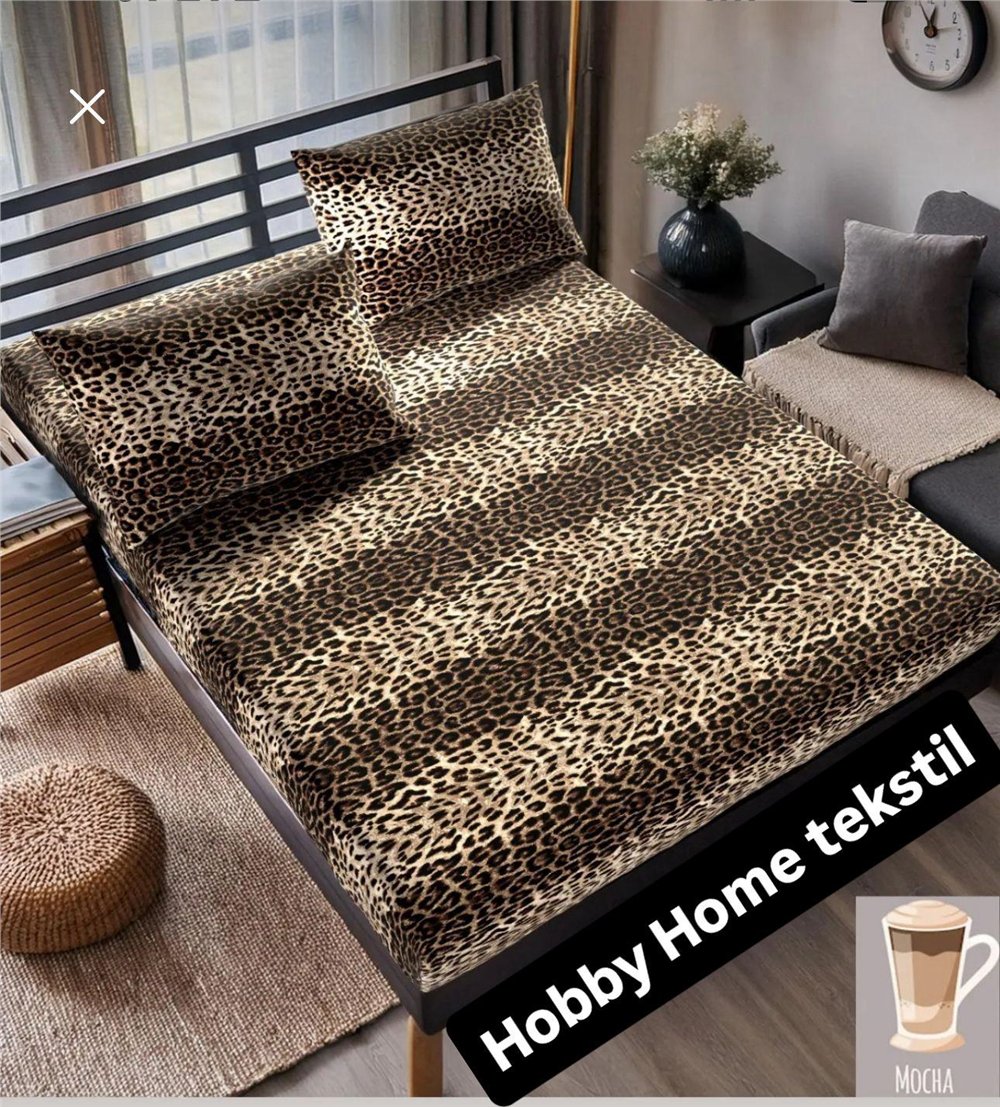 Lastik Kenarlı Battal Çarşaf Takımı-Leopar