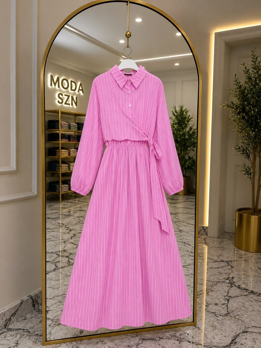 Modal Elbise-Pembe