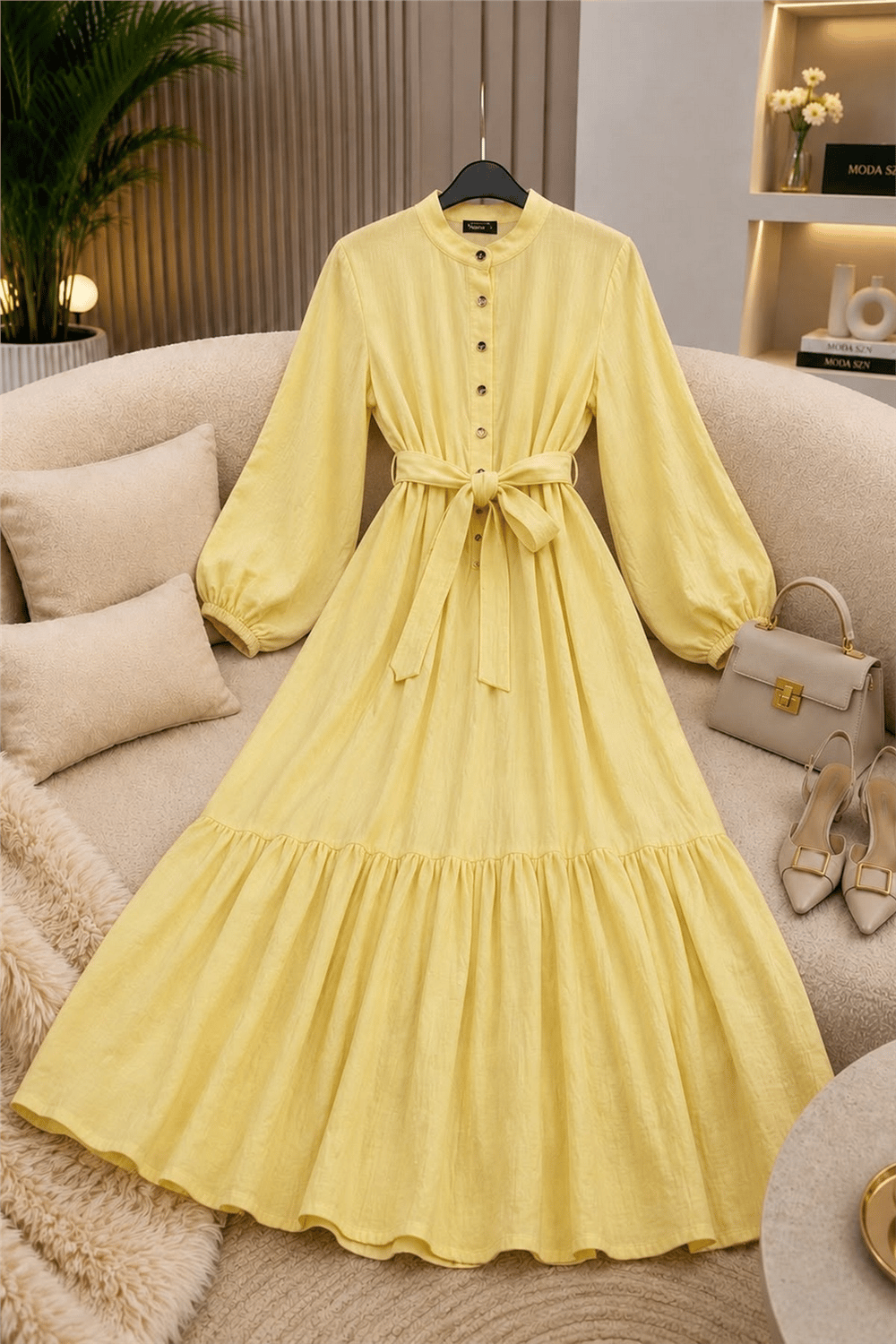 Muslin Elbise-Sarı