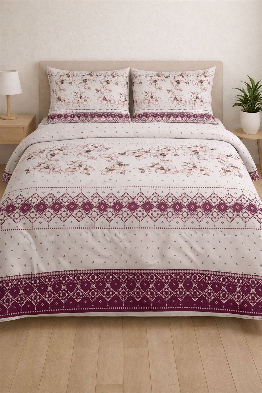 Ranforce / Çift Kişilik Nevresim Takımı Desen2- Bordo