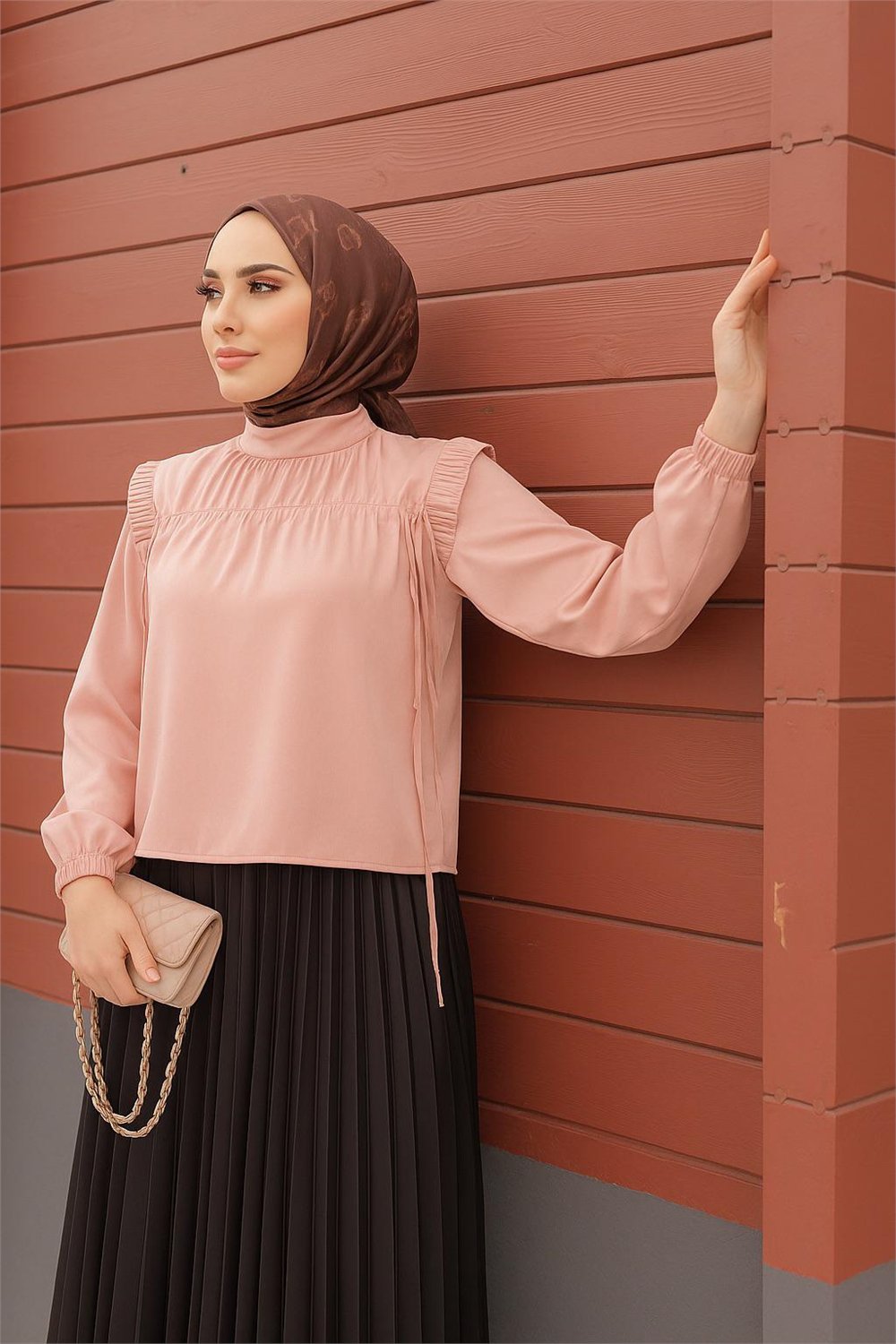 Saten Gömlek-Pembe