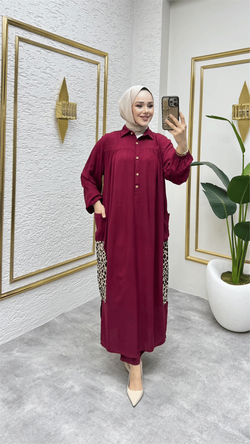 Viskon Takım Leopar Cepli-Bordo