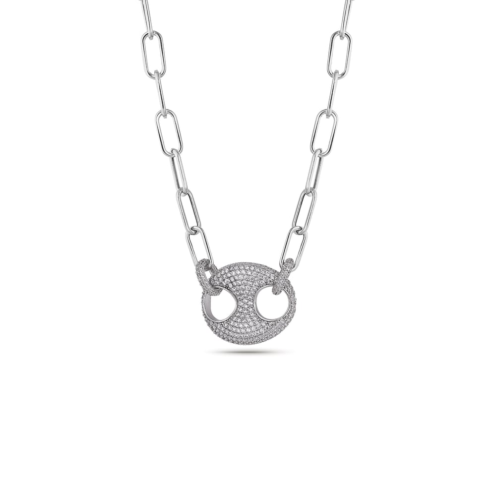 Silver Big Button Kolye
