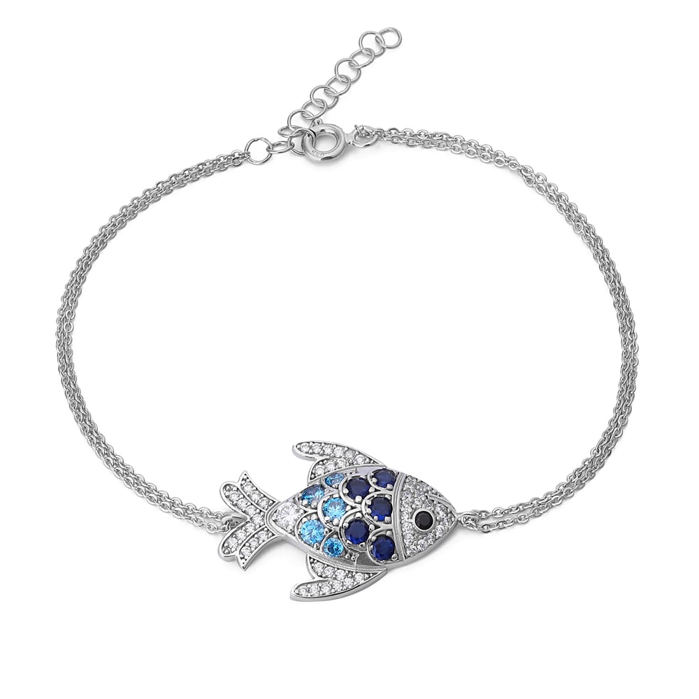 Silver Blue Lumi Fish Bracelet