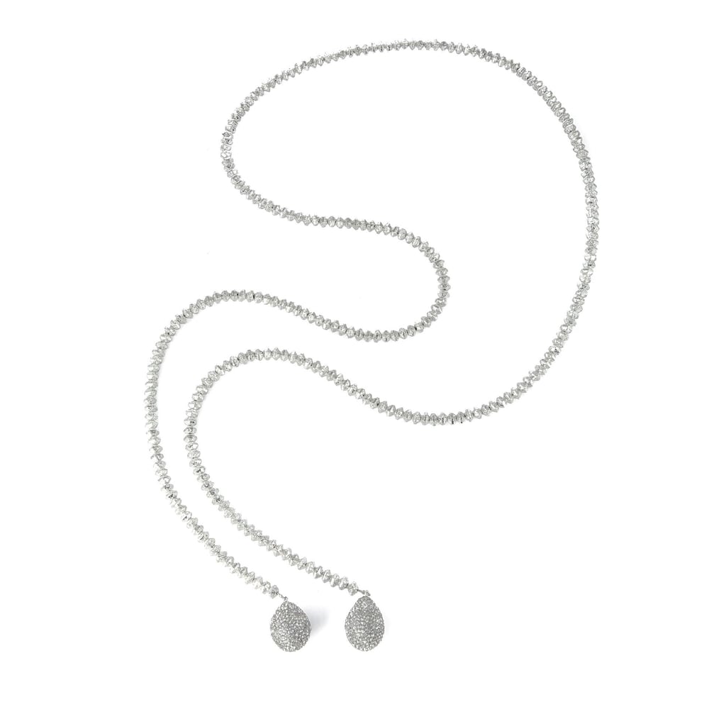 Silver Hematite Long Drop Necklace
