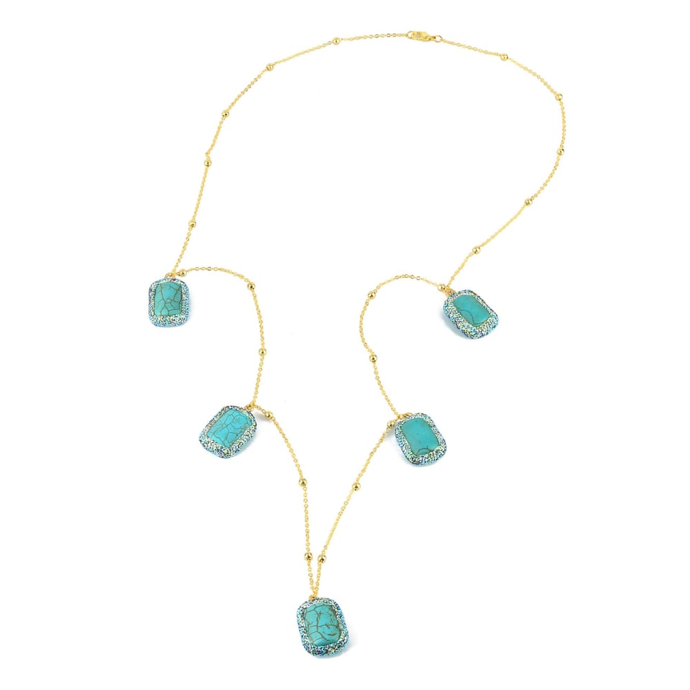 Turquoise Rec Chain Necklace