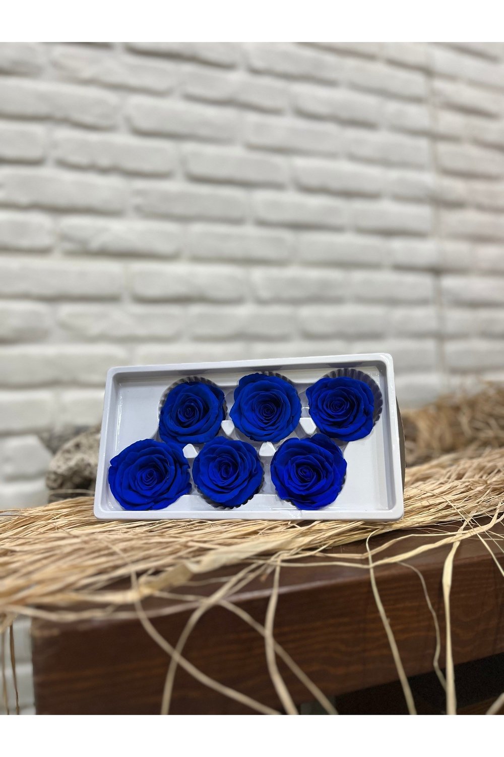 Mavi Solmayan Gül (6’lı kutu)