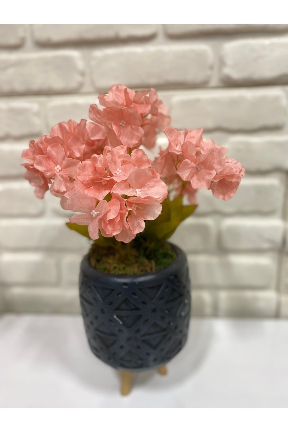 Yapay Pembe Ortanca Çiçeği 7 Dallı – 30 cm Dekoratif Yapay Çiçek