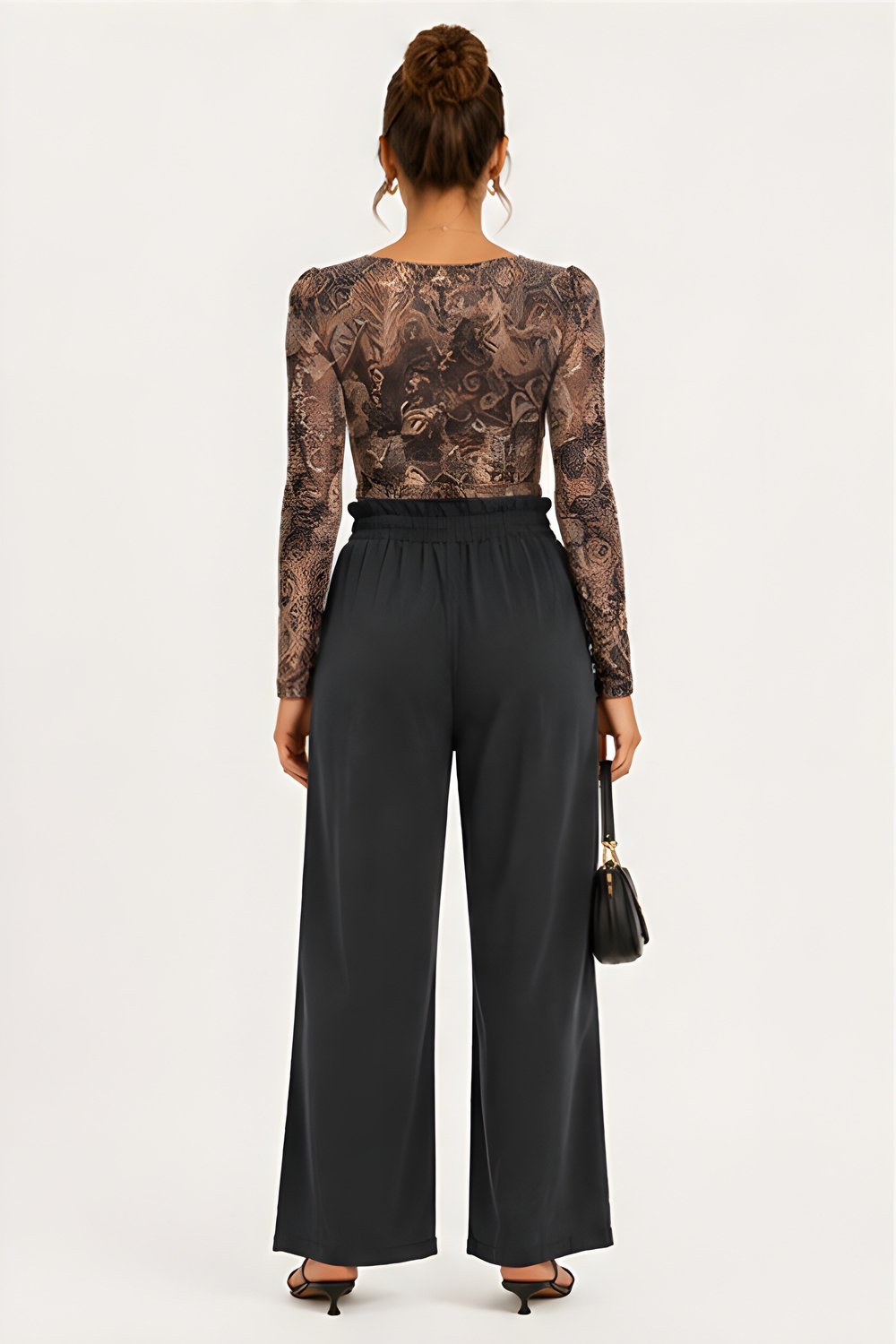 Lili Woman Kadın Paisley Desenli Tül Crop Bluz E.2557