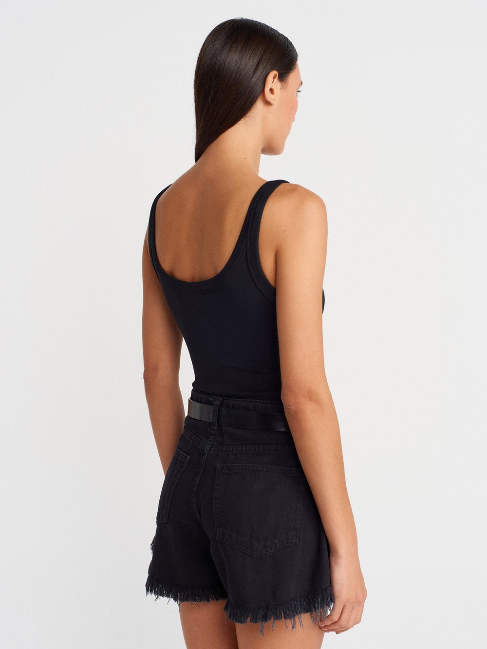 Siyah Fitilli bodysuit