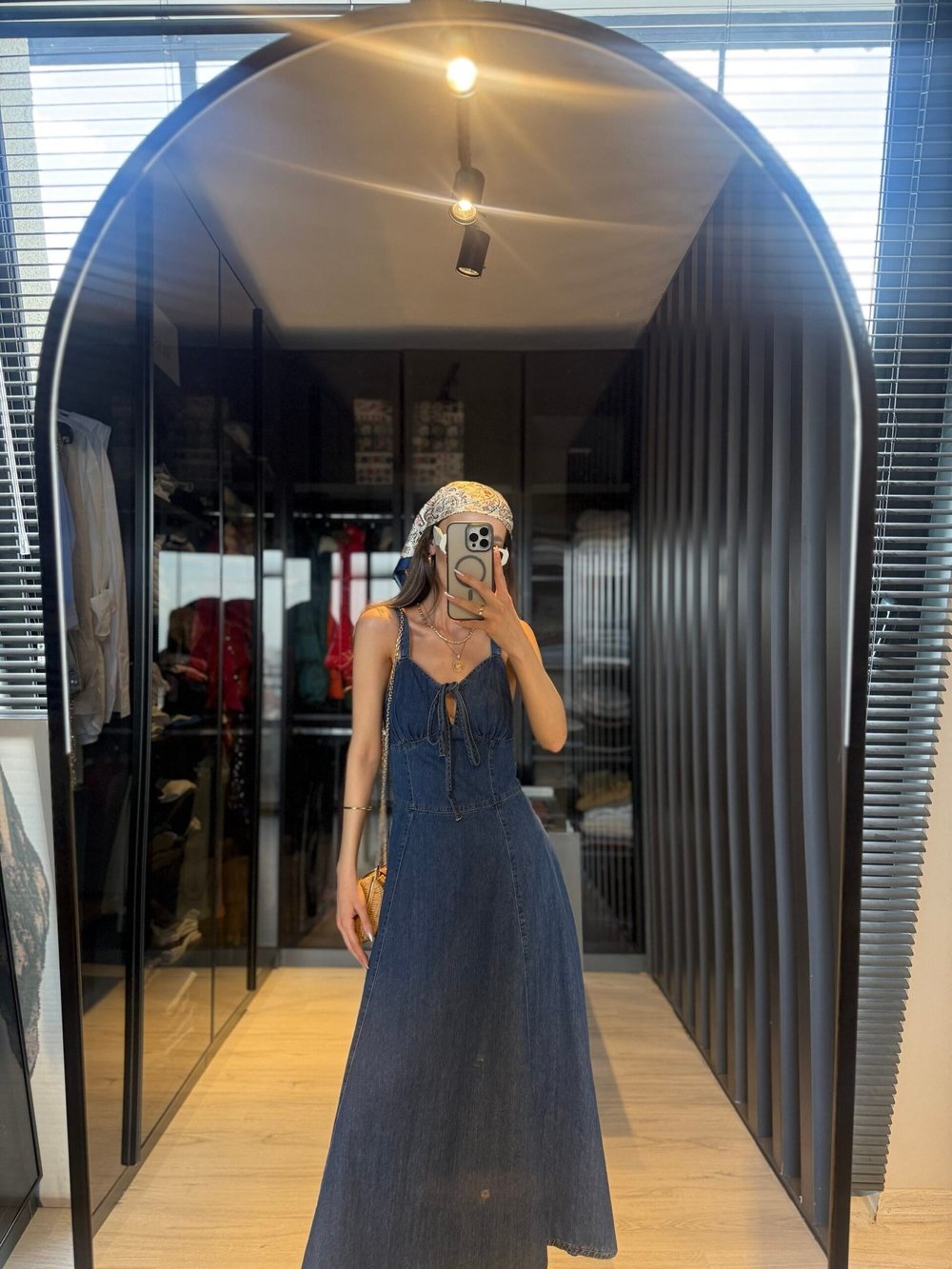 Verev kesim denim elbise