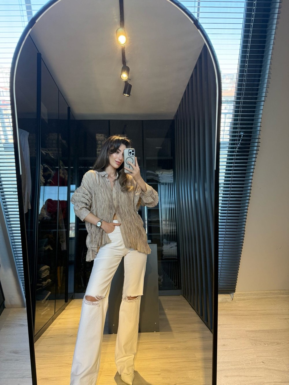Yırtık detaylı Straight jean