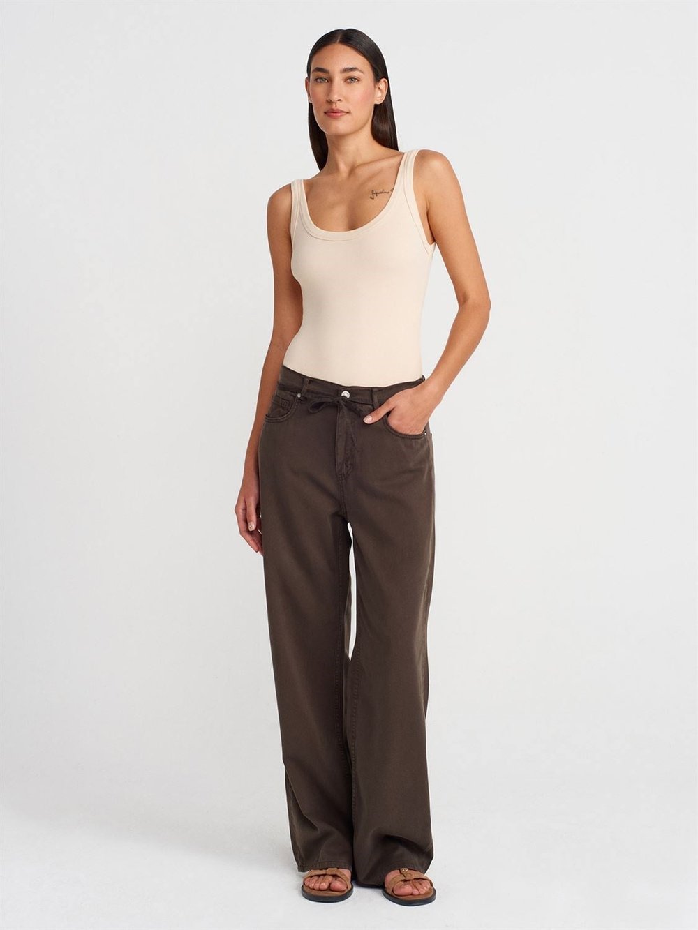 Bej  Fitilli Bodysuit