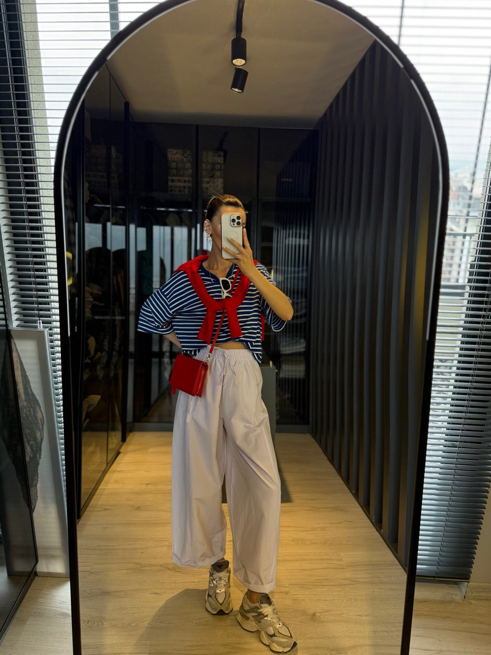 Beyaz Beli Lastikli Poplin Pantolon