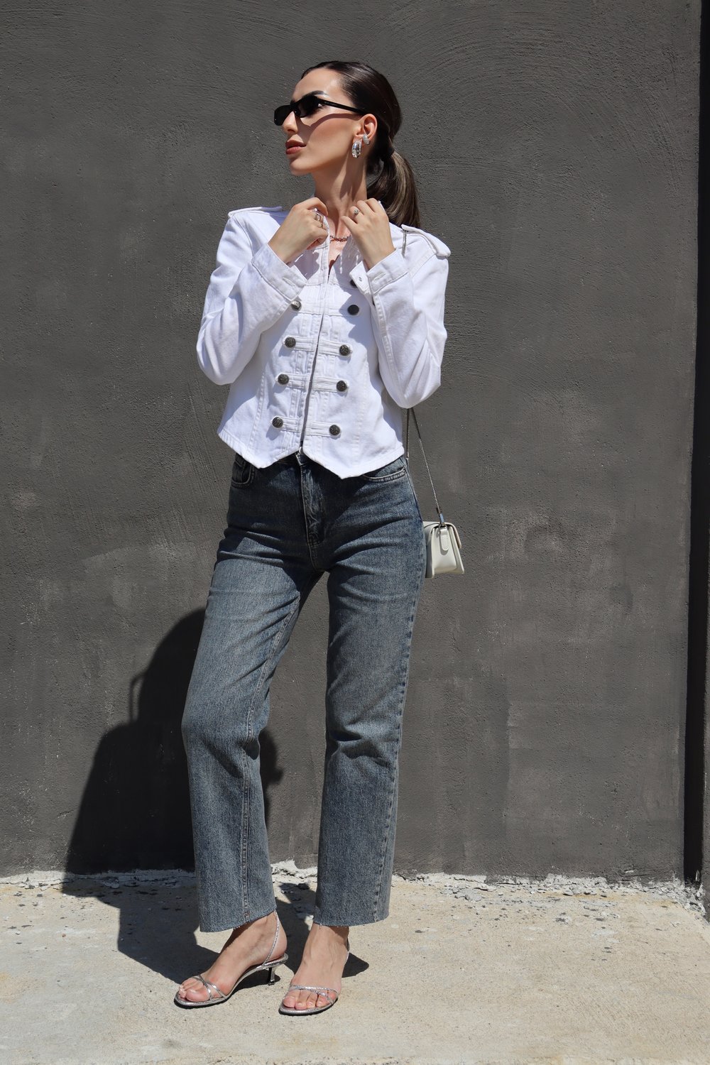 Beyaz Napolyon Denim Ceket