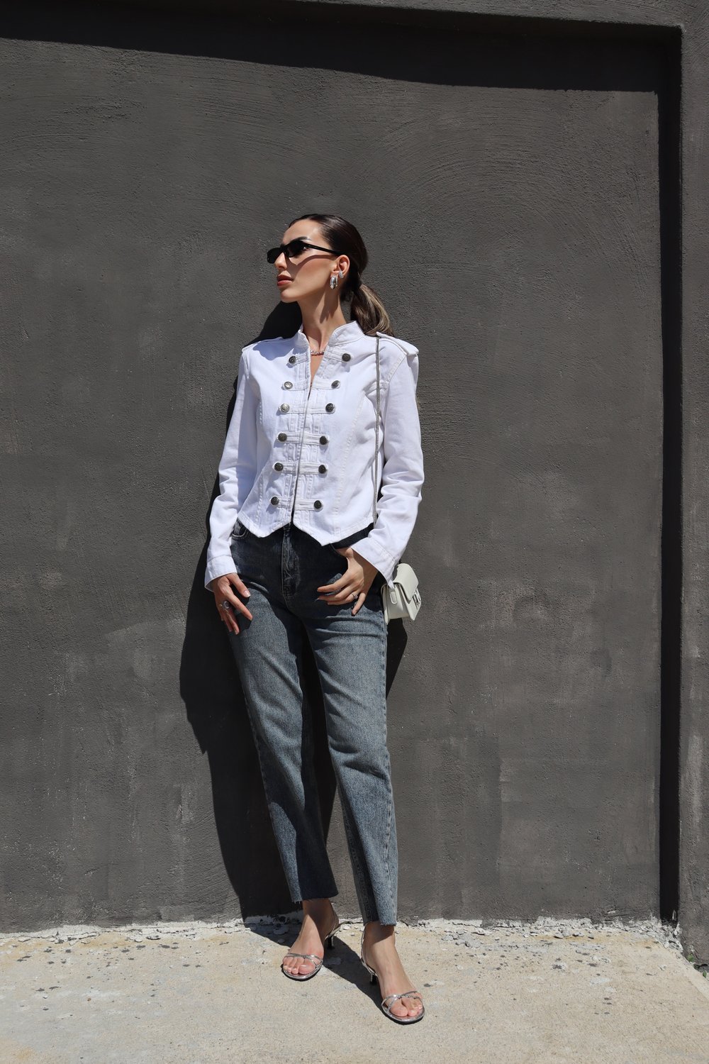 Beyaz Napolyon Denim Ceket