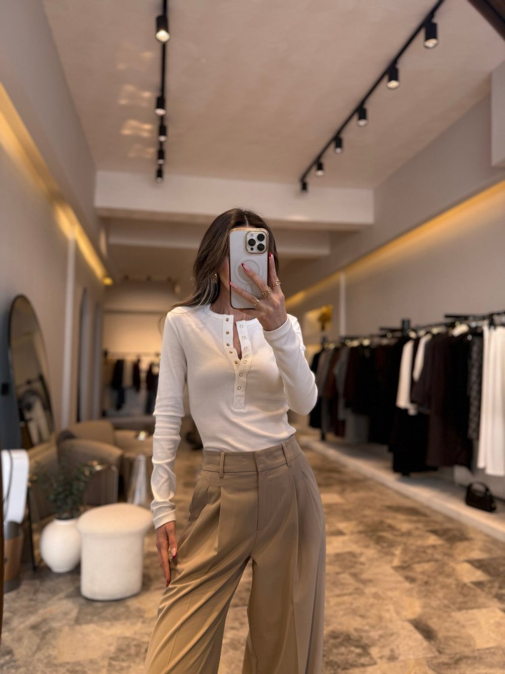 Çıtçıtlı uzun kollu top