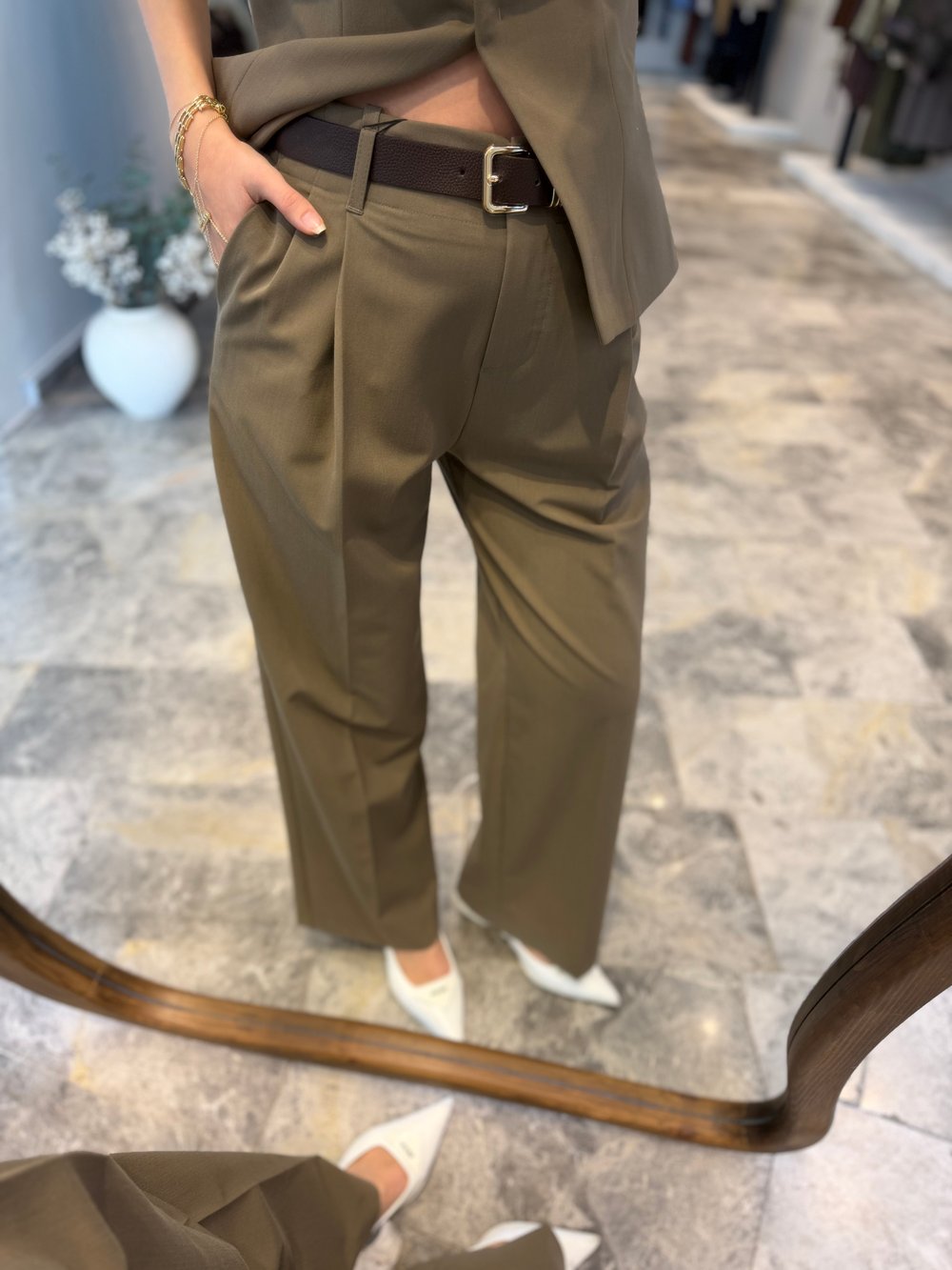 Haki Kemer Pilili Pantolon