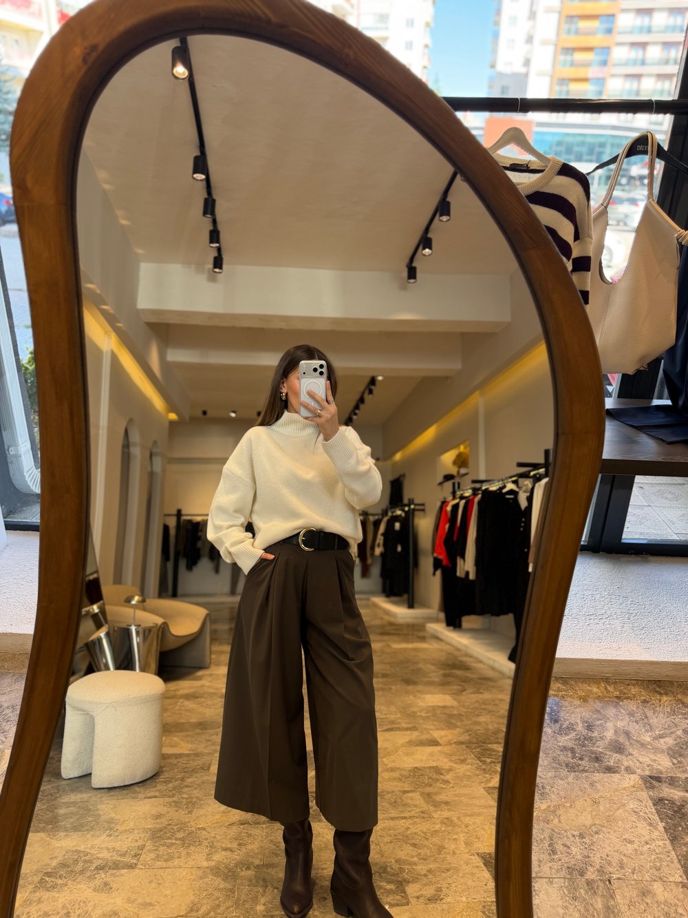Haki Kemerli Culotte Pantolon
