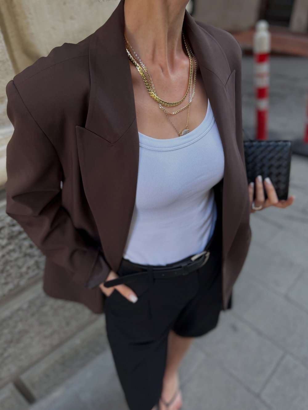 Kahve Kruvaze Blazer ceket 