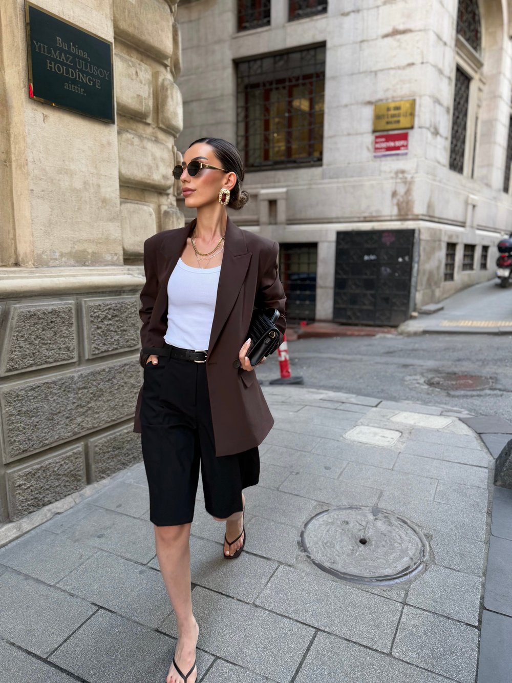 Kahve Kruvaze Blazer ceket 