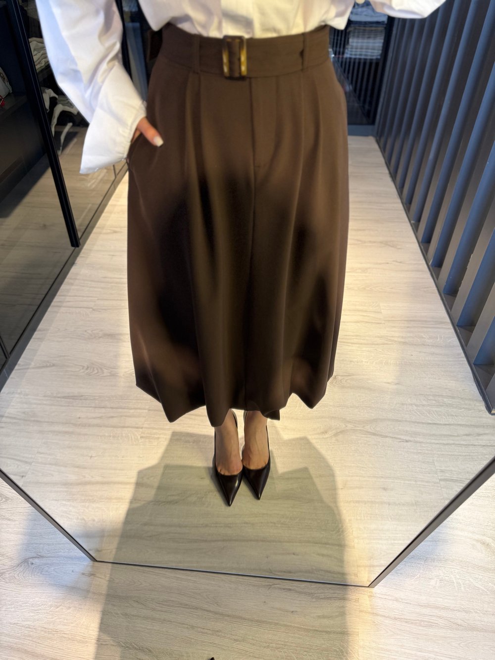 Kemerli Balon Midi Etek