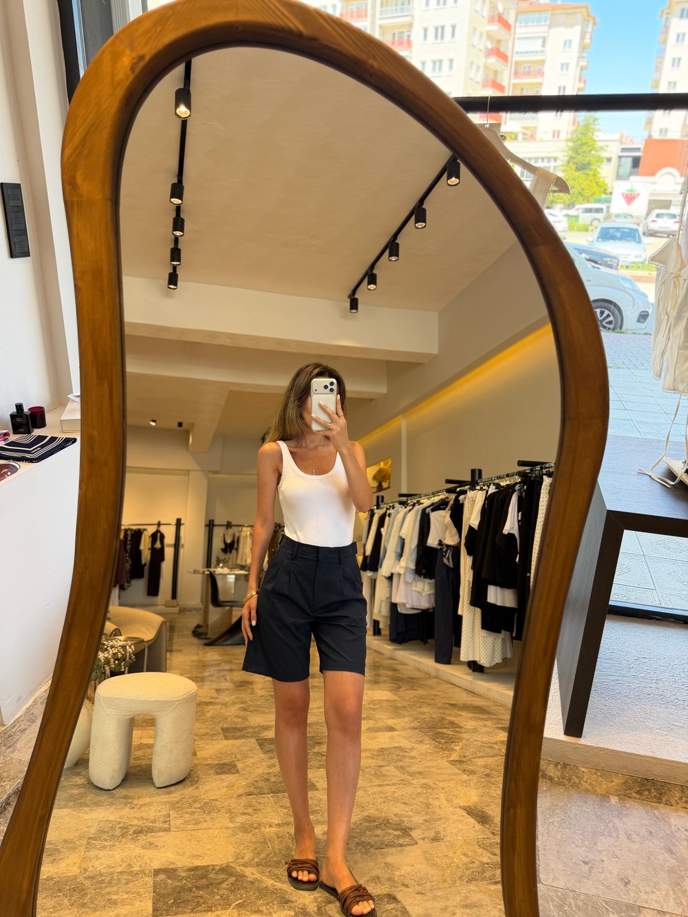 Lacivert Beli Ayarlanabilir Bermuda Şort 