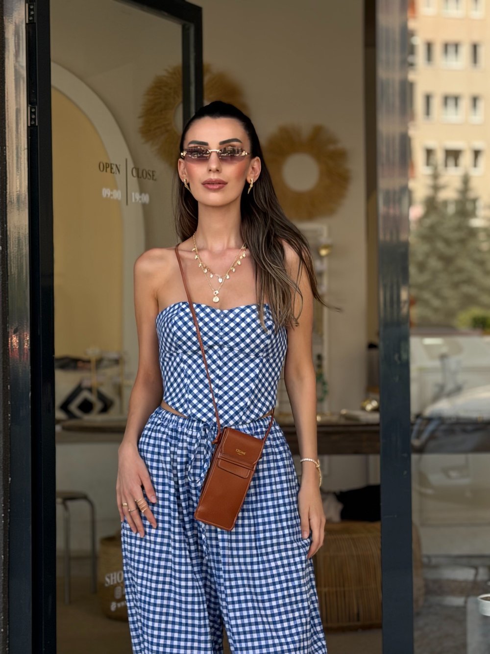Mavi Pötikare Korse Şalvar Takım