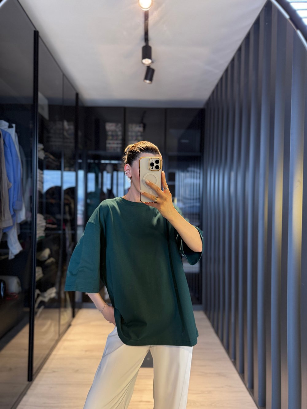 Yeşil Oversize Basic T-shirt