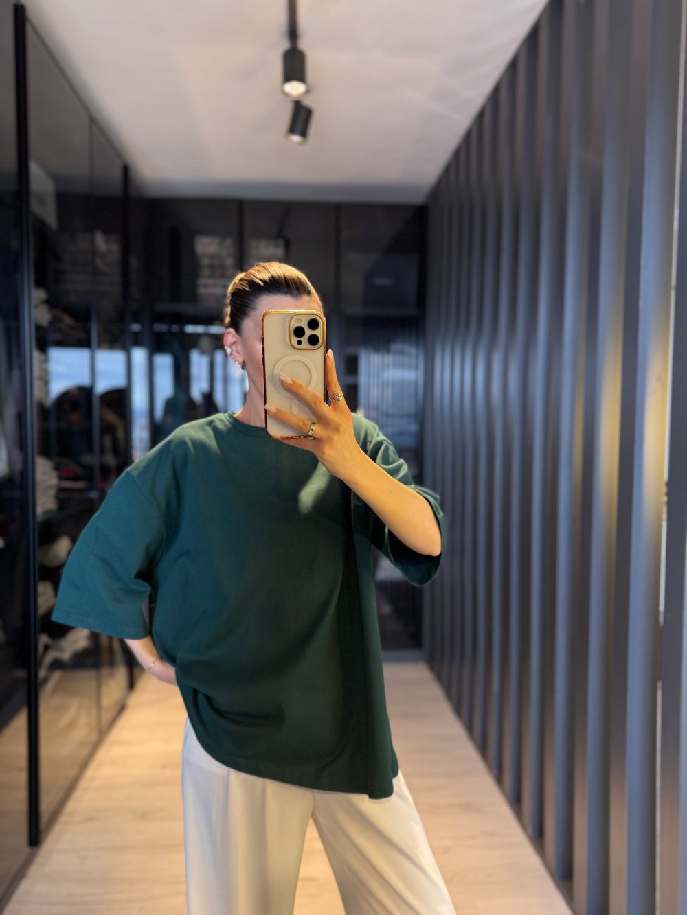 Yeşil Oversize Basic T-shirt