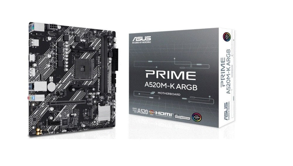 ASUS PRIME A520M-K ARGB A520 DDR4 (Vga Yok) GLan mATX HDMI DP USB3 AURA AM4 AMD Anakart