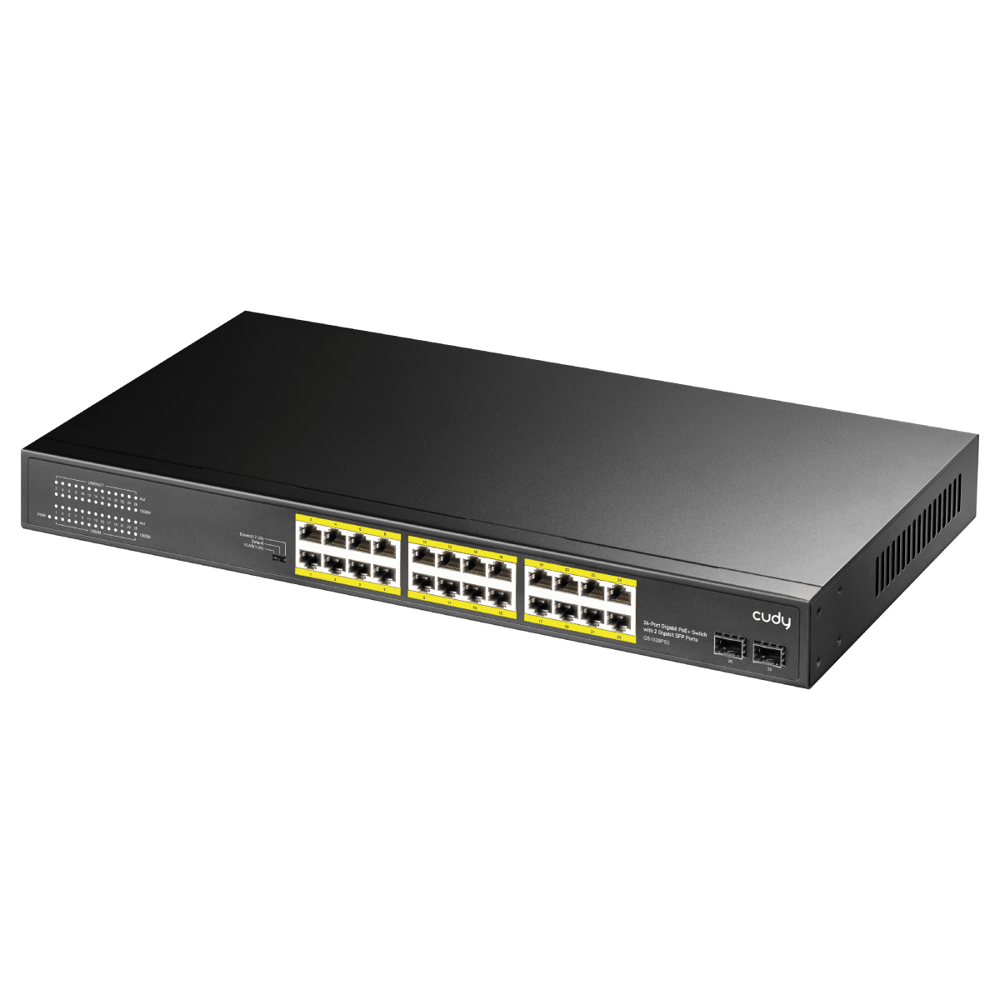 CUDY GS1028PS2 24 Port Gbit 24 Port PoE+ 300W 2xSFP Uplink Rackmount Yönetilemez Switch