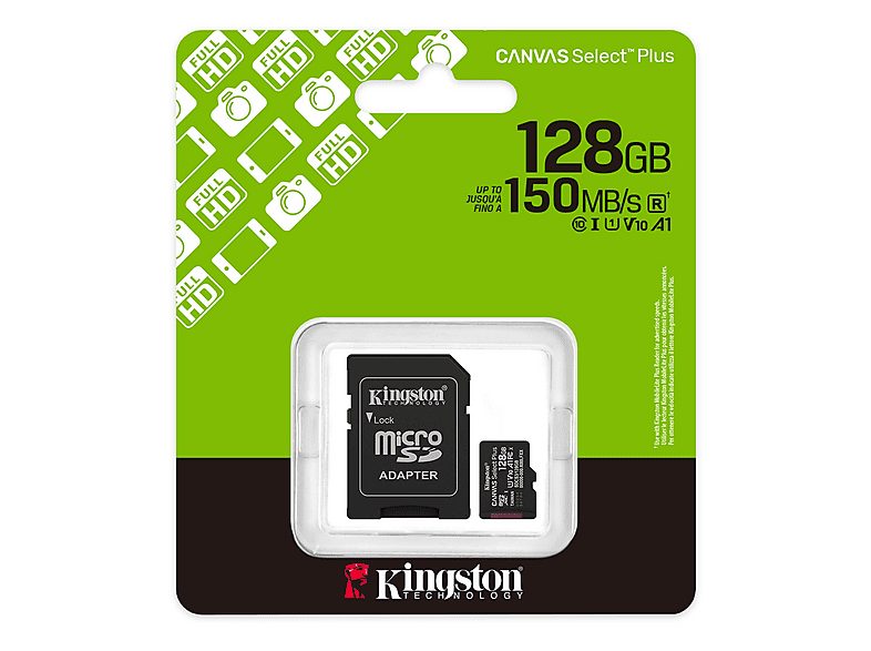 KINGSTON SDCS3/128GB Class10 128GB 150MB/s MicroSD Kart Bellek
