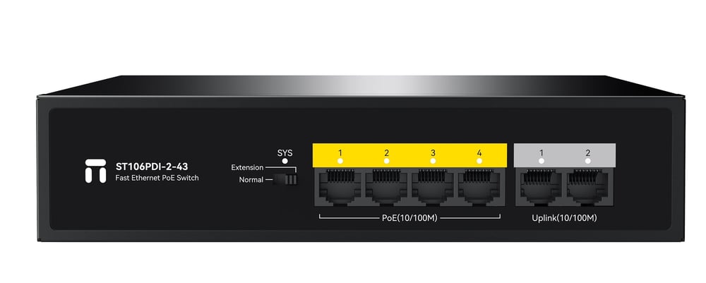STONET ST106PDI-2-43 6 Port Mbit 4 Port Poe 45W 2xMbit Uplink Yönetilemez Metal Kasa Switch
