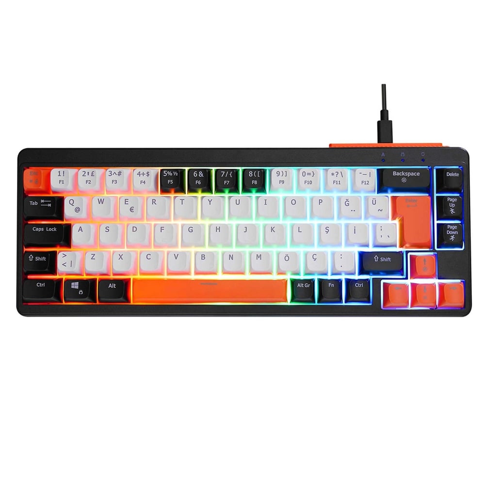 Acer eMachines EAK810 Bej Siyah Turuncu USB Rainbow Aydınlatmalı Mini Q Standart Klavye 