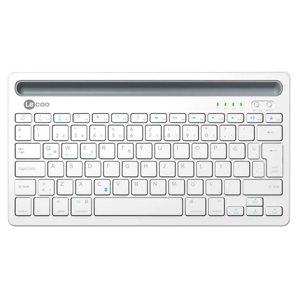 Lecoo BK100 Bluetooth V3.0 Şarj Edilebilir Beyaz Kablosuz Türkçe Q Klavye